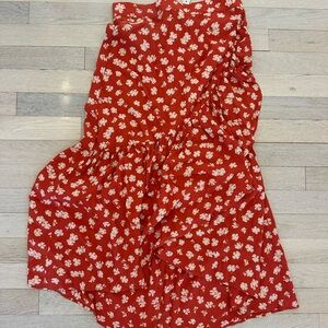 Beautiful Madewell Floral Skirt with Asymmetrical Ruffling